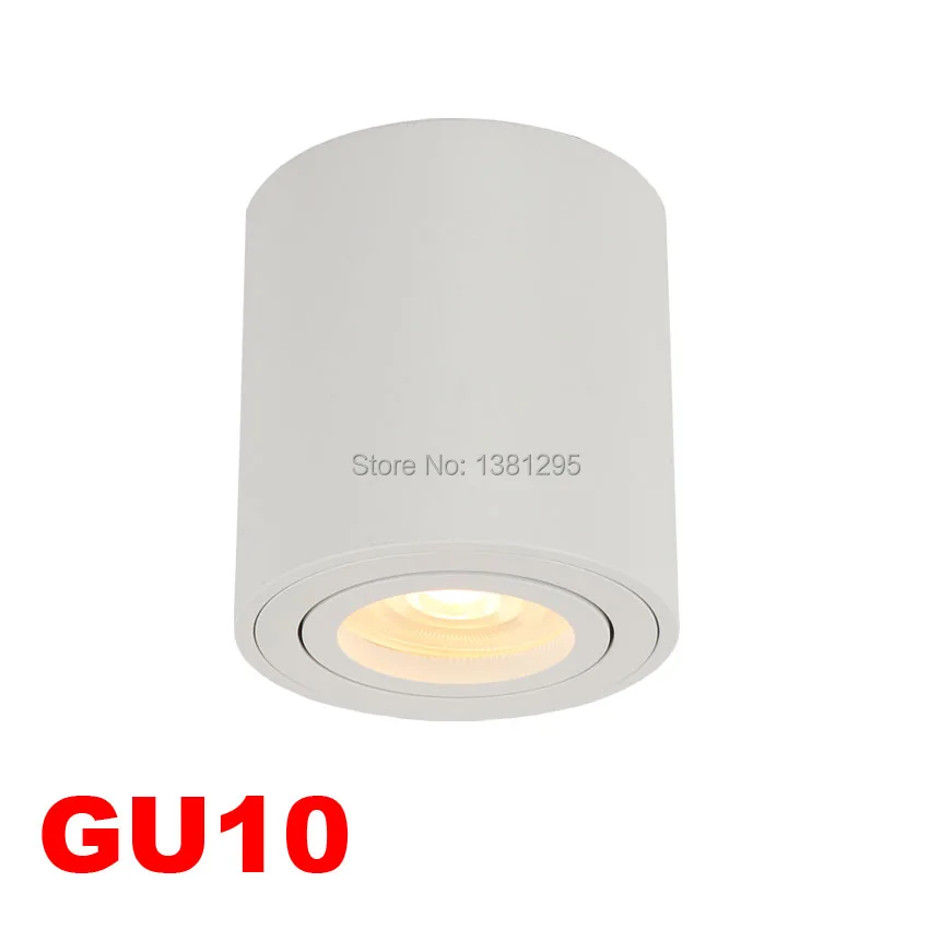 50pcs GU10 Round Surface Mounted Cylinder Downlight Adjustable Ceiling Down Spot Light Fixture GU 10 Holder Fitting Lamp