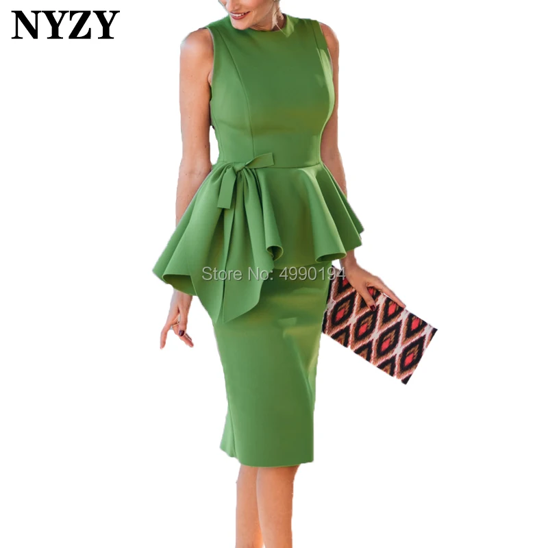 

NYZY C89 Elegant Sleeveless Grass Green Evening Dress Short Knee Length Cocktail Dress Party vestido coctel Cheap Custom Made