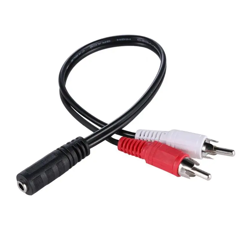 ALLOYSEED 3.5mm Female to 2RCA Male Plug Stereo Audio Converter Adapter Cable AUX AV Audio Extension Wire Cord For TV PC Speaker