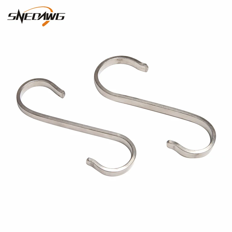 2pcs 304Stainless Steel S Sharped Hooks Hanger Kitchen Bathroom Cabinet Storage Holders for Clothes Pot Pan Kitchen Hooks Holder