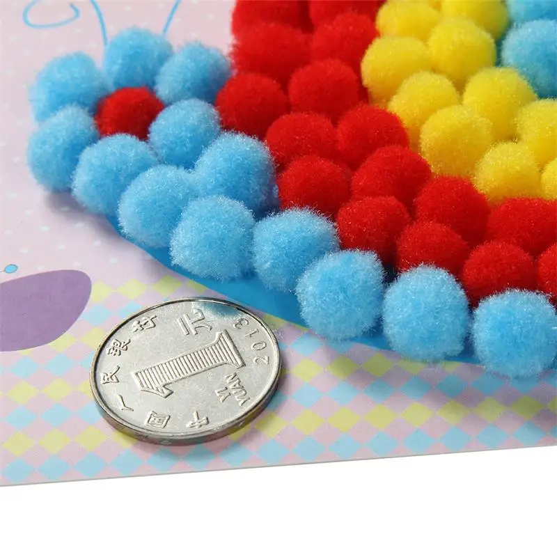 2 Teile/satz Kinder Plüsch Ball Malerei Aufkleber Kreative DIY Handgemachte Material Pädagogisches Spielzeug Kinder Cartoon Puzzles Handwerk