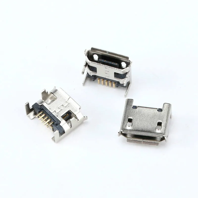 Conector hembra Micro USB tipo B de 5 pines, conector SMD de 4 Patas de 90 grados para mesa, teléfono móvil, accesorios de bricolaje, producto