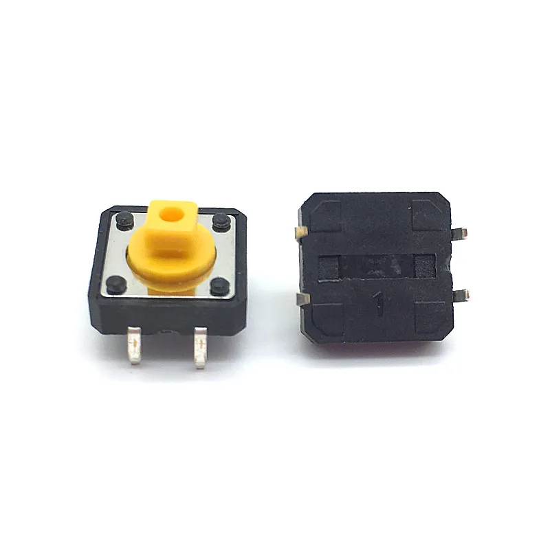 20pcs 12*12*7.3mm 4pin Tactile Tact Push Button Switch 12x12x7.3mm B3F-4055 Momentary Micro Switch Yellow button With Knob