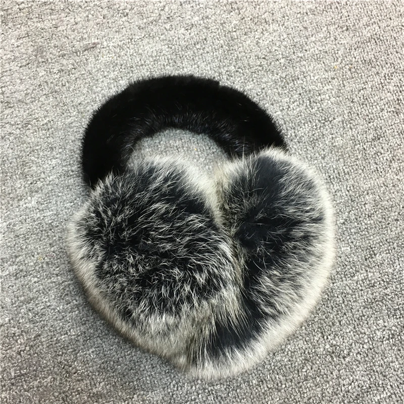 IANLAN Winter Womens Real Mink Fur & Fox Fur Earmuffs for Ladies Soft Fur Earmuffs Luxury Accessories Girls Ear Warmers IL00512