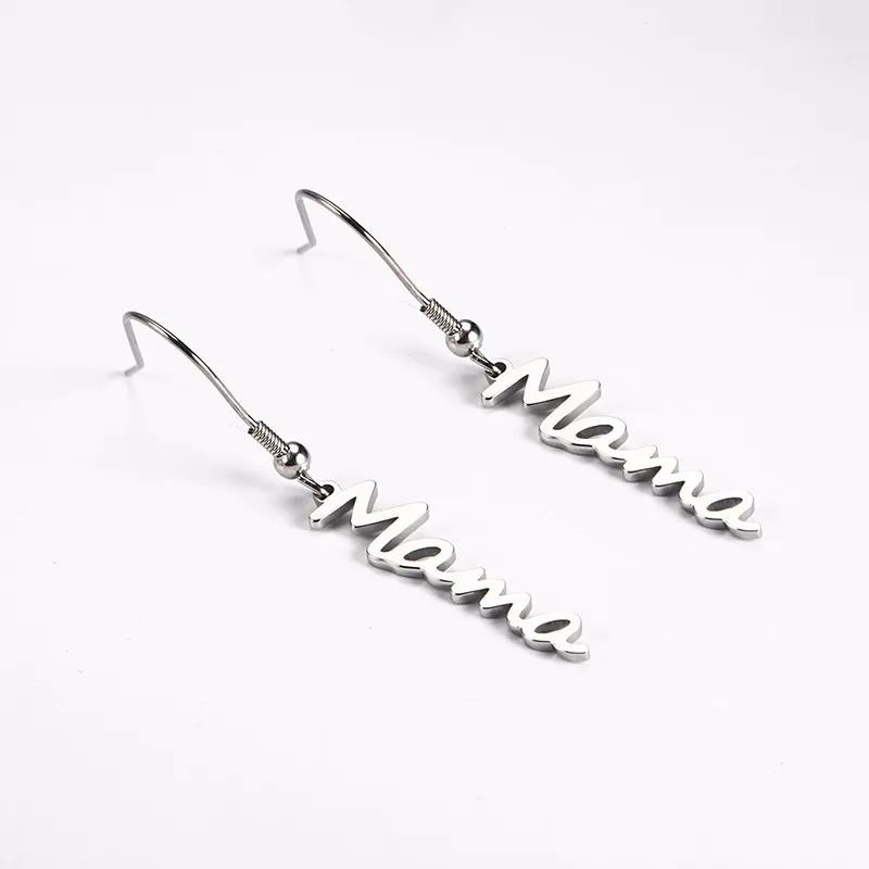Stainless Steel Golden Mama Letter Drop Earrings Temperament Female Love Mother Jewellery Earrings Mother's Day Best Gift