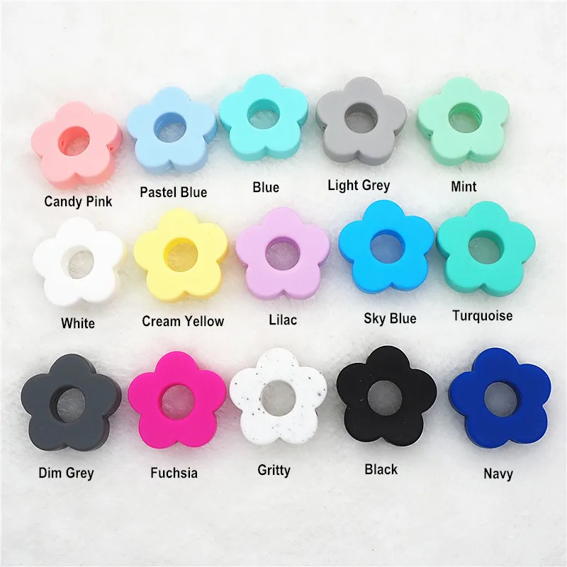 Chengkai 100pcs Silicone Flower Teether Beads DIY Baby Shower Teething Montessori Sensory Toy Pacifier Jewelry Making Beads