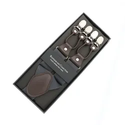 35mm Breite Mode Hosenträger Leder 6 clips Hosenträger Männlichen Vintage Casual Suspensorio Tirante Hosen Strap Vater/mannes geschenk