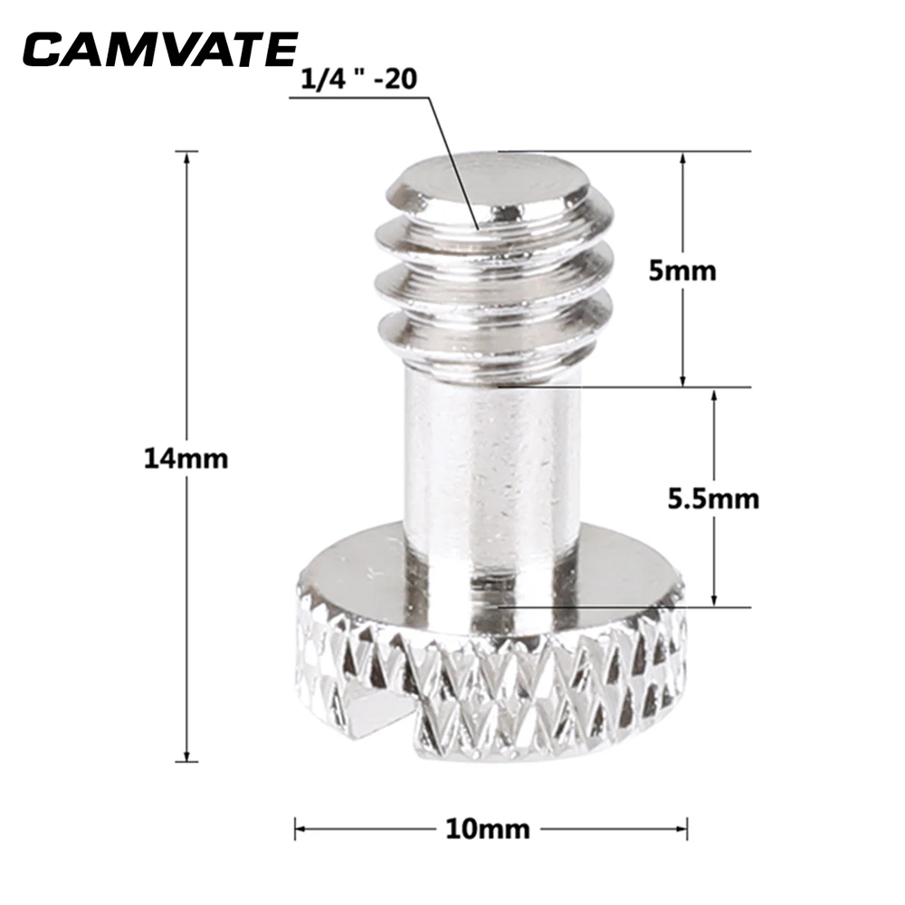 CAMVATE 퀵 릴리스 플레이트 카메라 케이지 리그 삼각대 마운트 고정 어댑터, 1/4 인치-20 숫나사 슬롯 나사 니켈 황동, 2 개