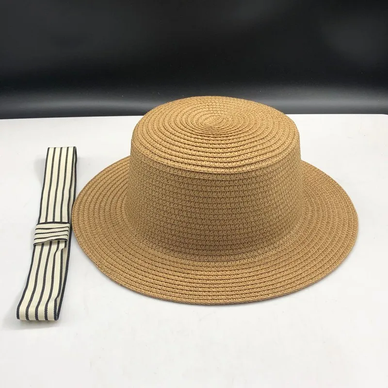 Summer Women Boater Beach Hat Female Casual Panama Hat Lady Brand Classic Bowknot Straw Flat Sun Hat Women Fedora