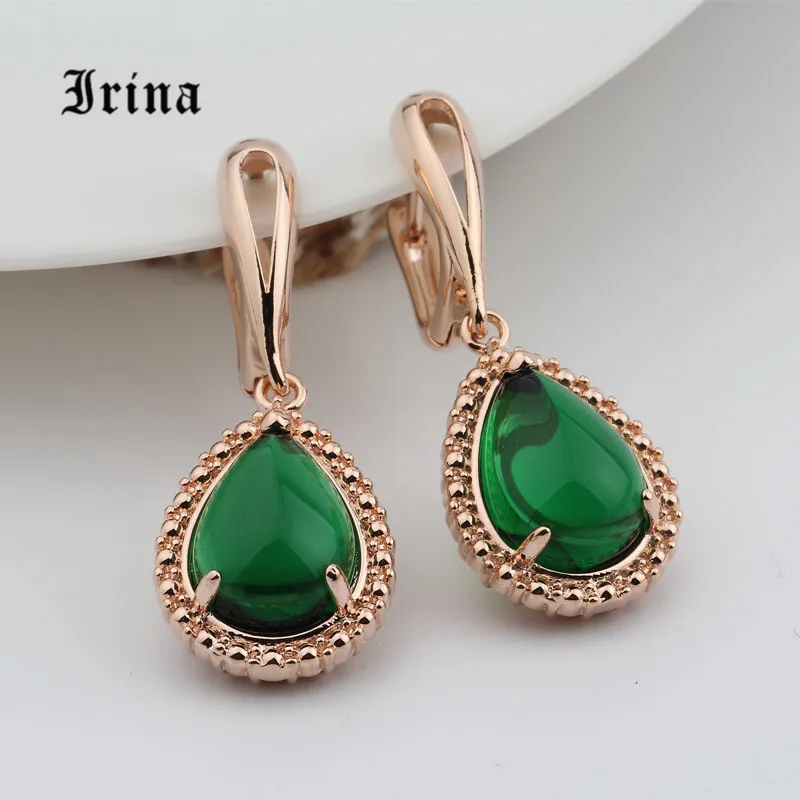 Irina 5 Color Classic  Water Drop Glass Stone Beads Crystal Pendant Dangler Dangle Earring Women Jewelry Decoration