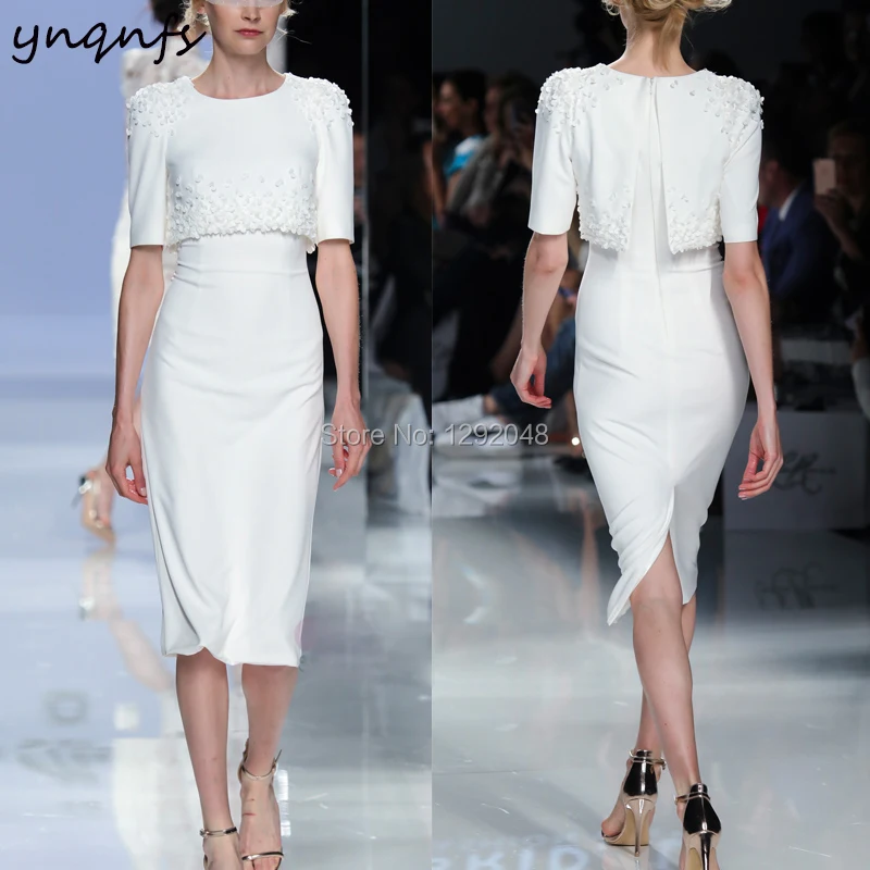 YNQNFS – robe blanche élégante pour les invités de mariage, avec manches Cape, pour la mère des mariés, M168, 2020