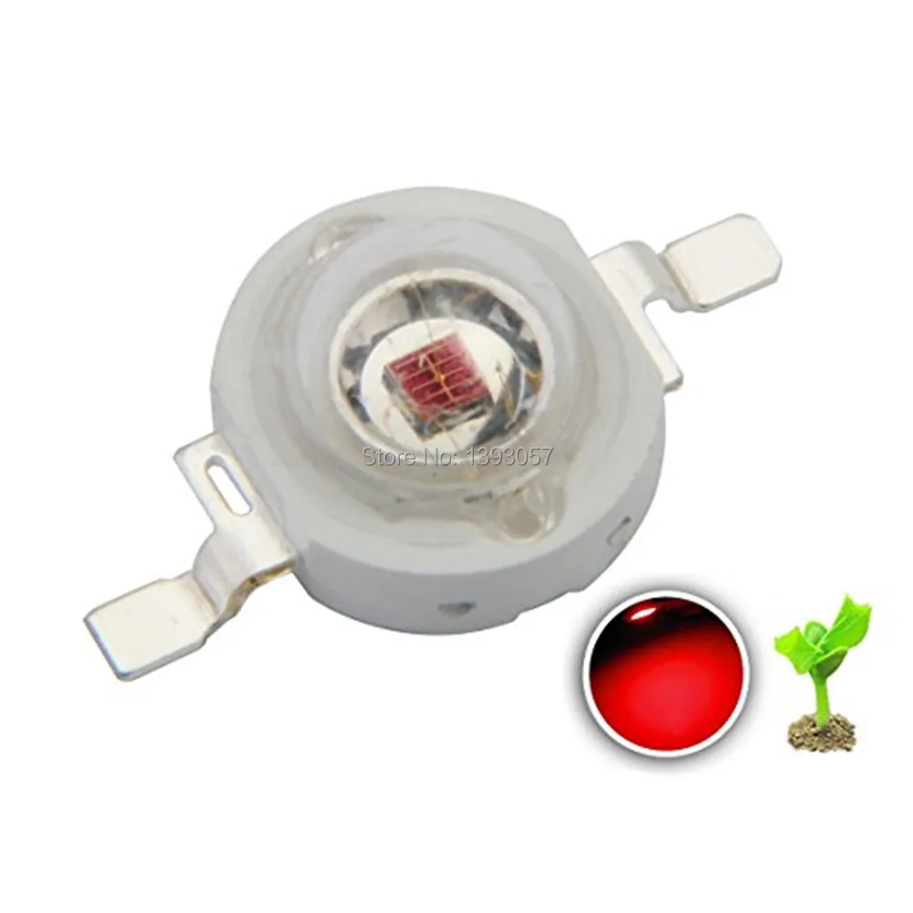 

100pcs 3W LED Deep Red 660nm High power LED bulbs Lamp 700mA 2.2-2.4V 30-40LM 42mil plant growing light Chips