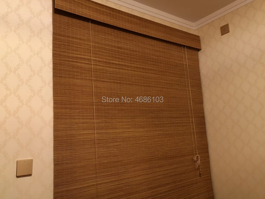 Chinese Zen Bamboo Roller Blinds, Antiqued Blackout, Window Lifting Curtain, Tea Room, Villa,