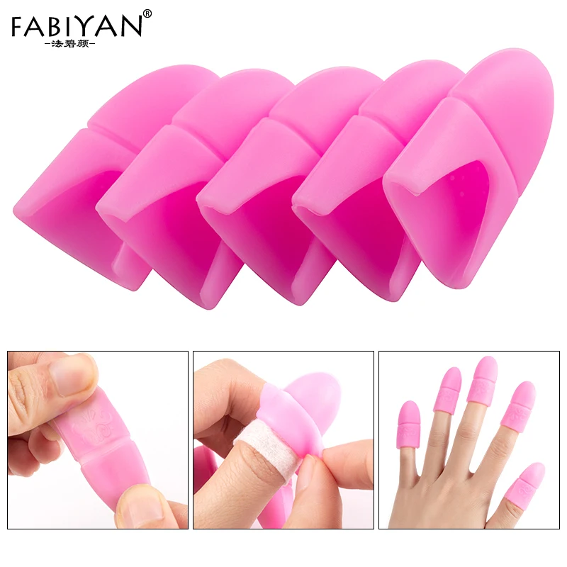 5pcs Nail Art UV Gel Polish Remover Wrap Silicone Elastic Soak Off Caps Manicure Rubber Cleaning Degreaser Reusable Varnish Tool