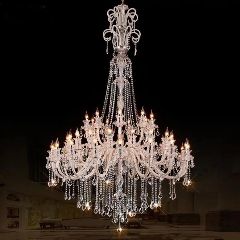 

Large Hotel Decoration glass Chandeliers crystal flush mounted droplight church living room ceiling chandelier Led Fixture E14