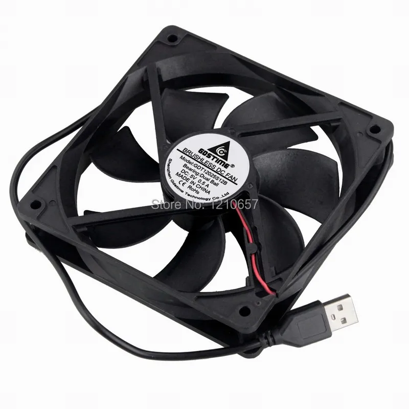 

2 pieces lot Gdstime DC Router Cooling Fan 5V 12cm 120mm x 25mm 12025 Dual Ball Bearing USB Powered Case Fan