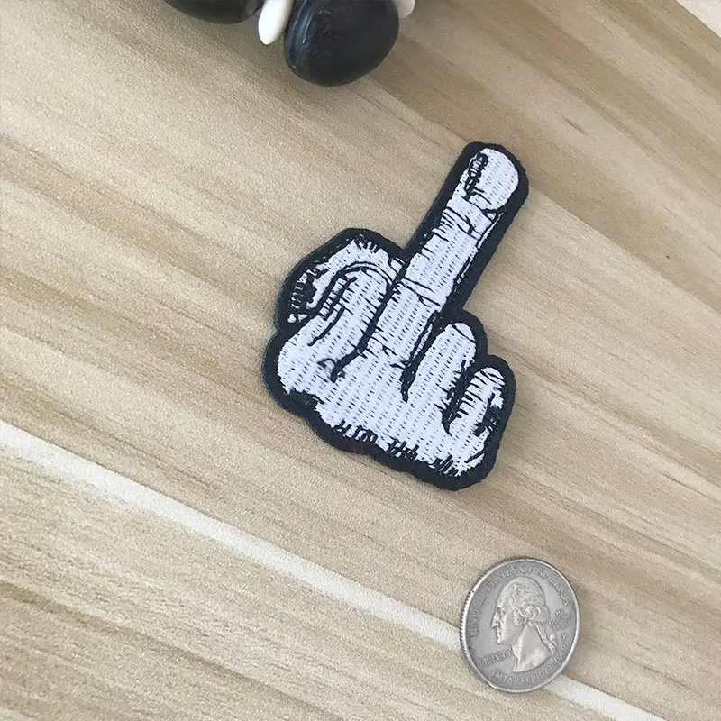 PGY środkowy palec łata z czaszką Punk Rock Patch kurtka w paski na ubrań żelazko na rowerzystę haftowane naszywki na wystrój odzieży