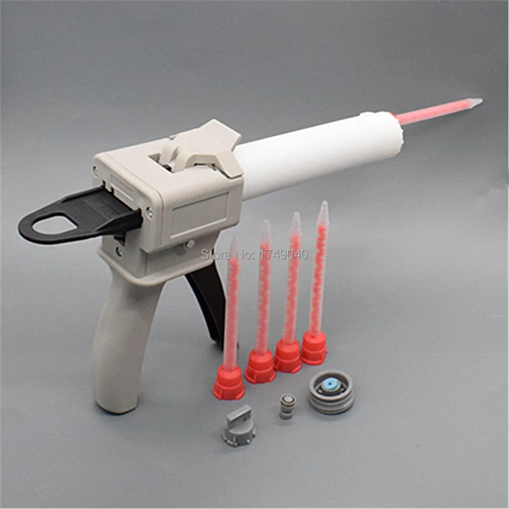 75 ml 10:1 AB colla Epossidica Colla Pistola Applicatore Colla A Due Componenti Dispenser con 75 ml 10:1 Vuoto Doppia-Barile cartuccia 5 pc Ugello di Miscelazione