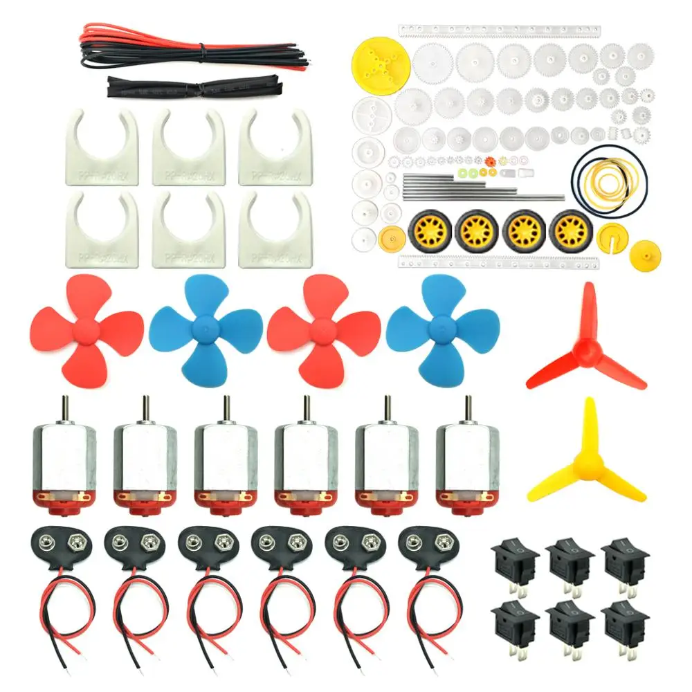 Zestaw 6 silników, mini elektryczny silnik hobbystyczny 3V -12V 25000 RPM Silny magnetyczny z 86 szt. plastikowych przekładni do projektów naukowych dla majsterkowiczów
