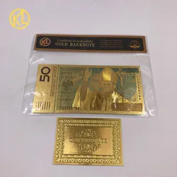 50 PLN ZLOTY Polen BanknoteGold Überzogene Banknote Farbige 24K Gold Folie Gefälschte Geld Bill Für Sammlung Hause Dekoration