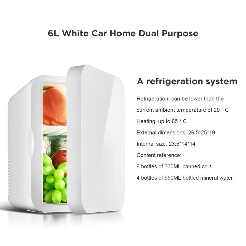 12V Car Mini Refrigerator Small 6L Refrigerator 220V Single Door Car Home Dual-Use Thermoelectric Mini Fridge Cooler Warmer