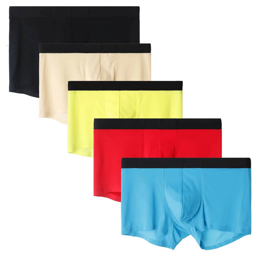 Men Seamless Boxer Square Cut Thin Ice Silk Underwear Stretchable Free Shorts Trunks Short Pants