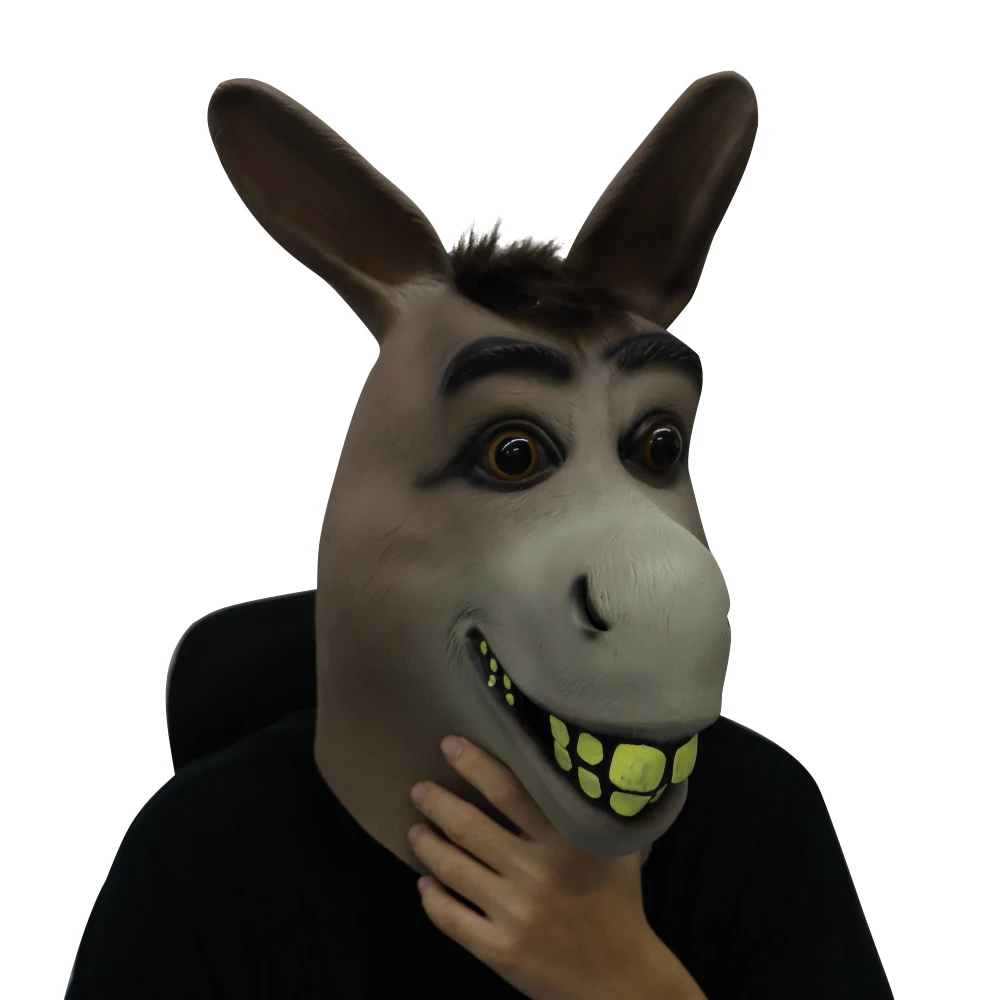 

Funny Adult Creepy Funny Donkey Horse Head Mask Latex Halloween Animal Cosplay Zoo Props Party Festival Costume Ball Mask