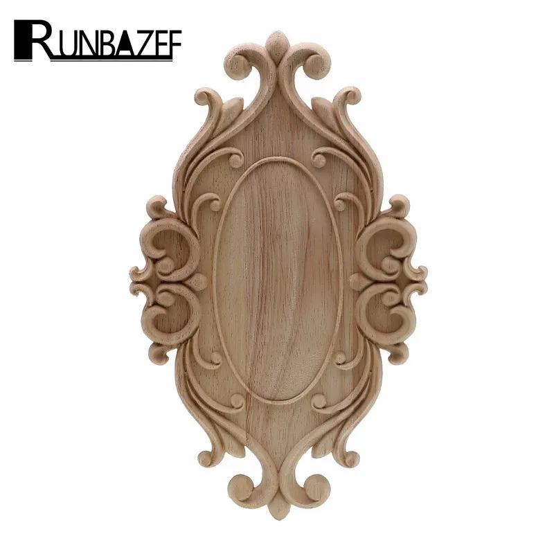 RUNBAZEF Solid Wood Furniture Decorative Accessories New Flower Carved Door Vintage Home Decor Figurines Miniatures Ornaments