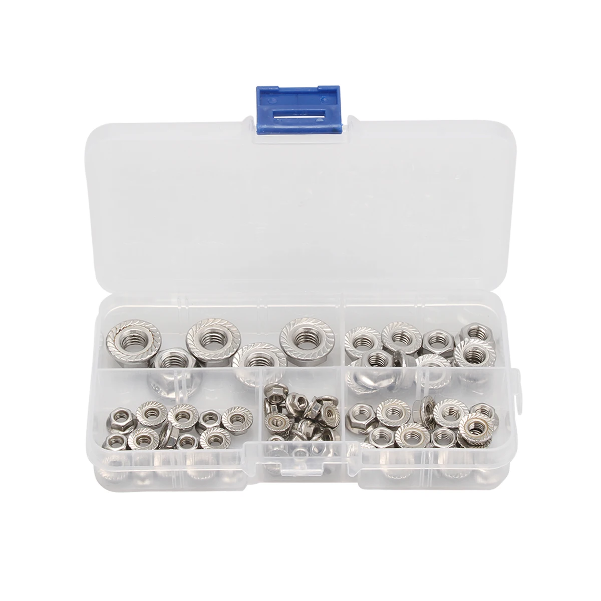 Kit d'assortiment d'écrous à bride hexagonaux en acier inoxydable 304, 70 pièces, DIN6923 M3 M4 M5 M6 M8, HW015