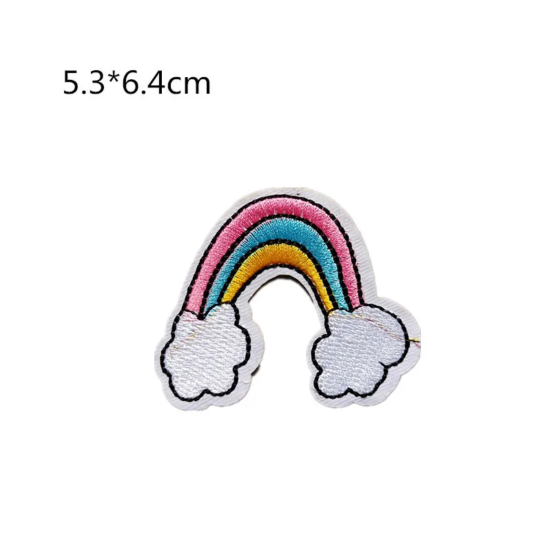 PGY Anime Rainbow Patch Applique Cute Cartoon Iron On Patches Stripe On Clothes Embroidered Patches For Clothing DIY Stickers