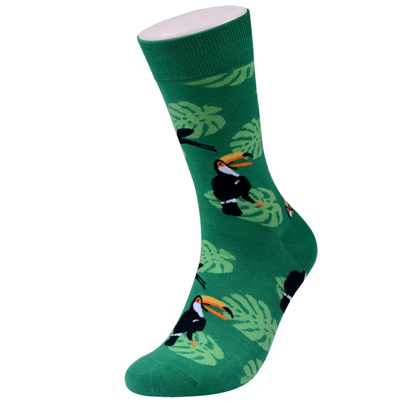 Men Socks Cartoon Kitty Bird Chinese Panda Cute Funny Street Style Colorful Happy Skate Harajuku Hip Hop Male Casual Cotton Sock