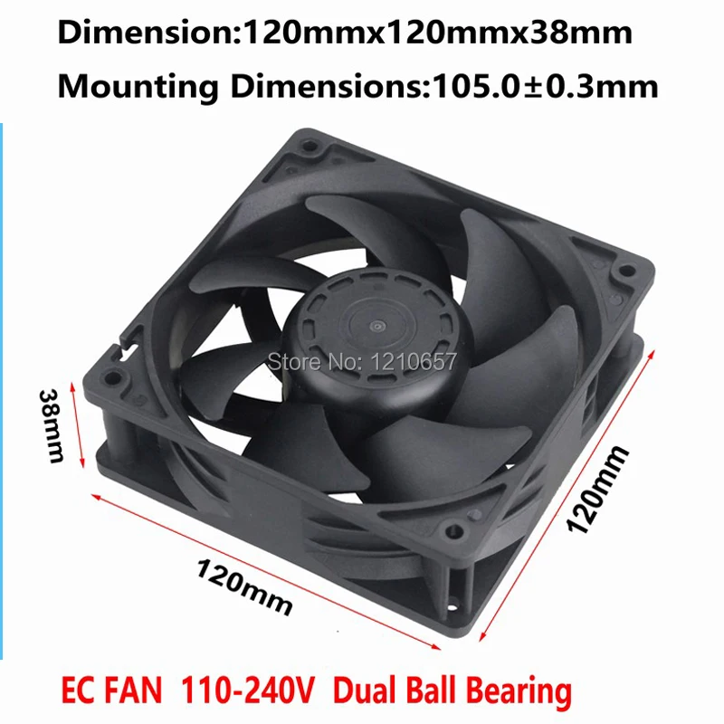 10PCS Gdstime EC Brushless Ventilation Cooling Fan 120mm AC 110V 115V 120V 220V 240V 12038 120x120x38mm 12cm