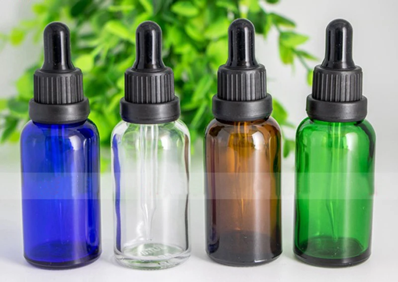 

1OZ 30ml Clear Blue Green Amber Glass Dropper Bottles Empty Glass Bottles 30 ml With Glass Rubber Pipette For e vape oil liquid