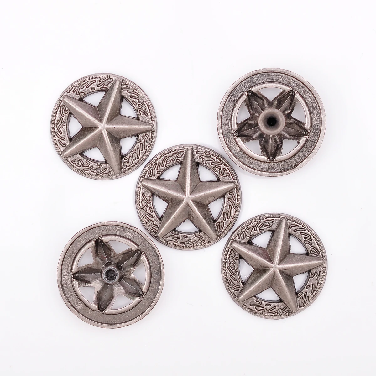 10X 1 Inch Retro Silver Western Cowboy Raise Texas 3D Star Leathercraft Belt Conchos