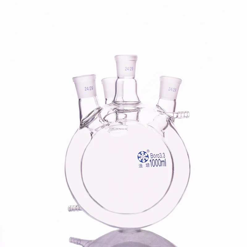 

Double-deck spherical four icro oblique necks round bottom flask,Capacity 1000ml,Joint 24/29,Mezzanine jacketed reactor bottle