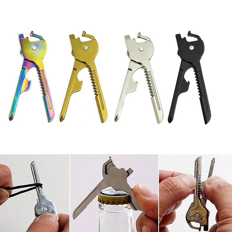 Utili Key shape ring pocket Opener Multipurpose Knife Screwdriver keychain kit Tool survive edc gear Mini Multi utility tactical