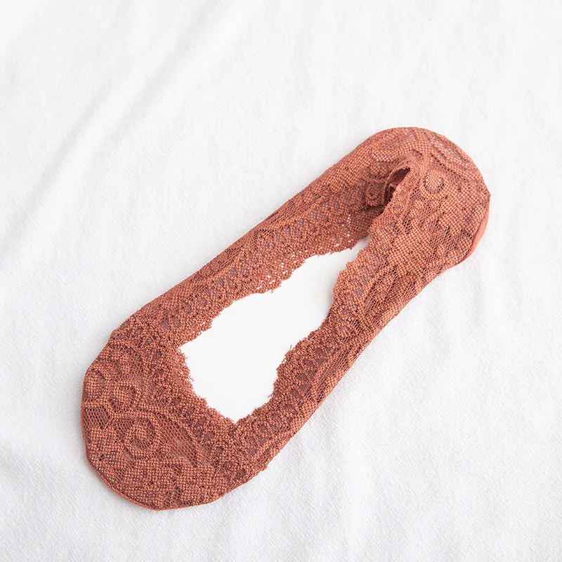Summer women girl Silica Gel Lace Boat Socks Invisible Cotton Sole Non-slip Antiskid Slippers Anti-Slip Sock 1pair=2pcs ws7414 image 6