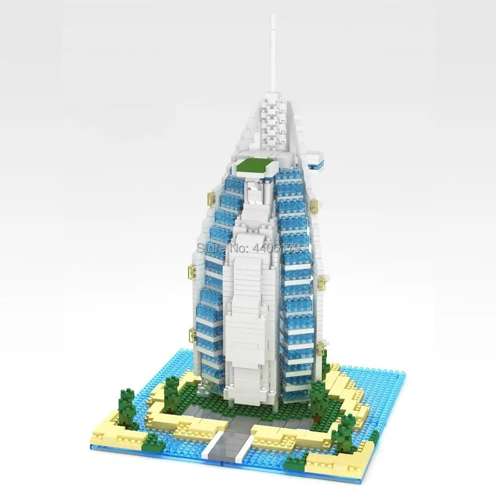 hot city Street view architecture United Arab Emirates Dubai Burj Al Arab mini micro diamond building blocks bricks toys gift