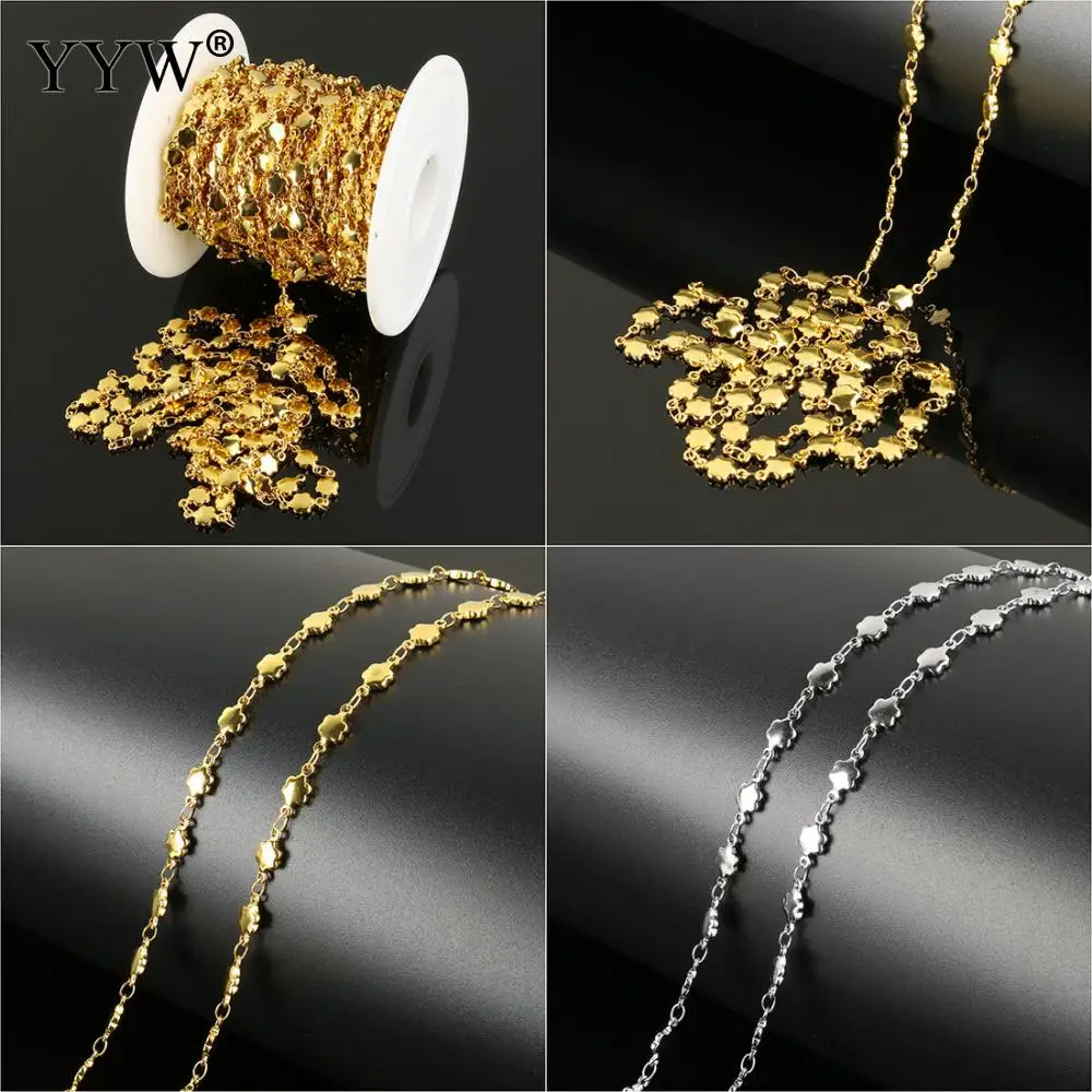 10m/Spool Stainless Steel Chain For DIY Jewelry Making Fashion Flower Chains Bracelet Necklace Materials 10x5x2mm Gold Color