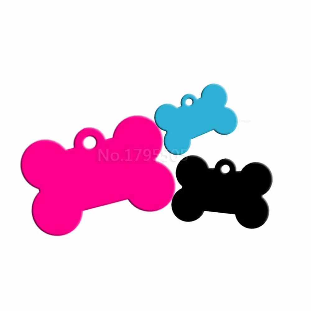 100Pcs Personalized Dog ID Tags Aluminium Customized Pet Tag For Cats Engraved Cat Tag Bone Dog Collar Pendant