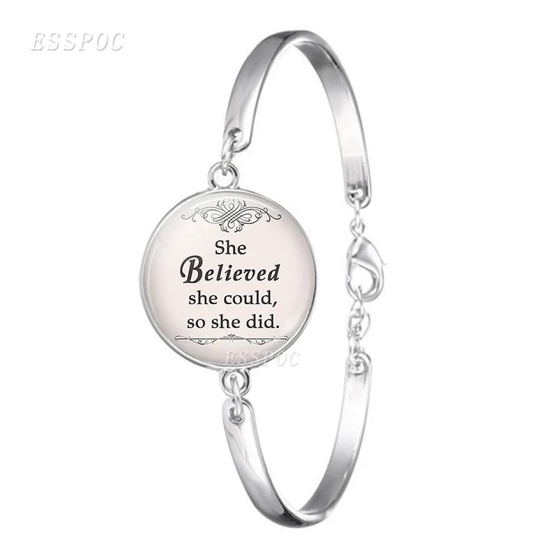 Serenity Prayer Quote Fashion Wrist Bracelet Glass Dome Cabochon Jewelry Round Bangle Bracelets Accessories Women Gift