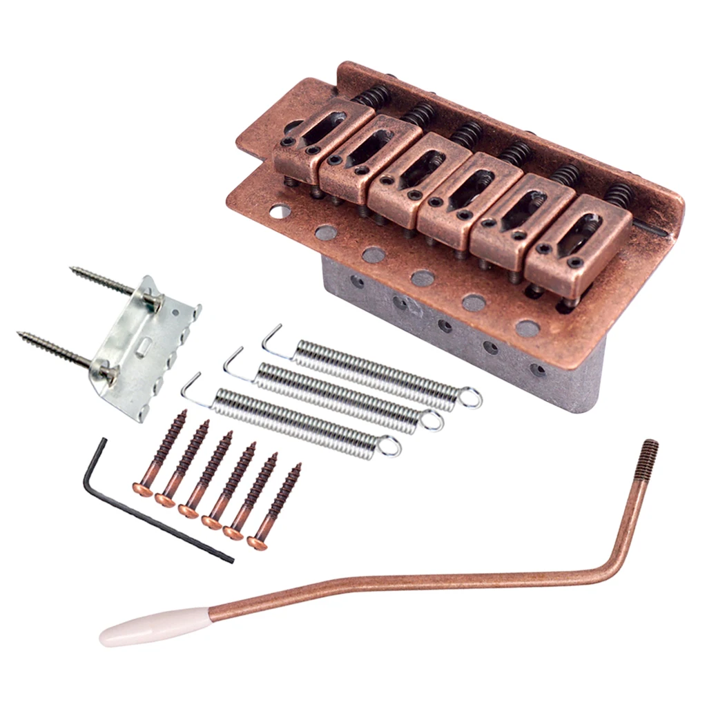 Copper Red 6 String Flat Saddle Single Tremolo Bridge System for FD SQ ST Electric Guitar Replacements