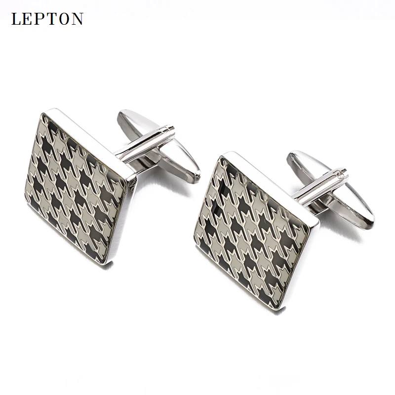 High Quality Square Enamel cufflinks For Men French shirt cuff cuff links Decorative pattern Style Men Wedding Groom Cuff Links