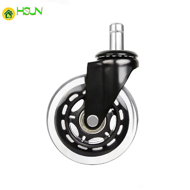 2.5/3 Inch PU Furniture Casters 360 Degree Swivel Mute For Office Computer Chair Adjustable Rolling Double Bearing Cart Wheel