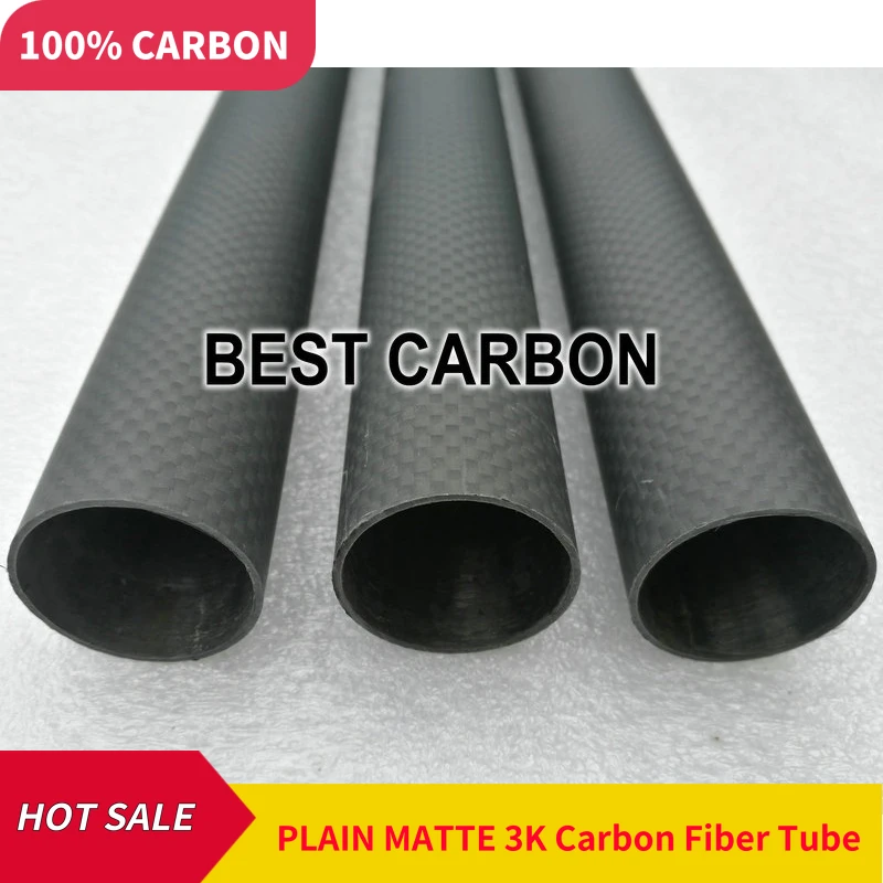 Free shiping OD22mm to OD 40mm with 500mm length High Quality Plain Matte suraface 3K Carbon Fiber Fabric Wound Tube