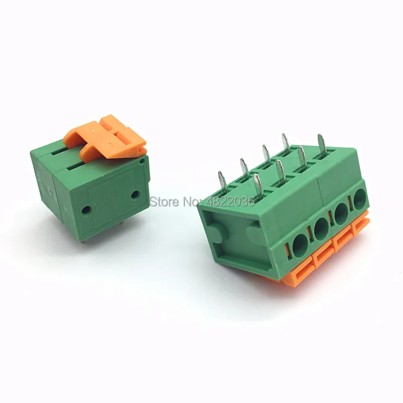 100pcs KF142R 5.08mm Right Angle PCB Spring Terminal Block KF142V-5.08 2P 3P 4P 5P 6P 7p 8p 9p 10p Terminals Connector