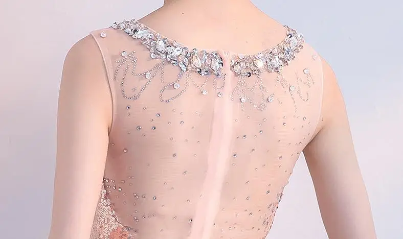 BANVASAC – robe de soirée de forme sirène, luxueuse tenue de soirée à paillettes, col rond, effet d'illusion, dos nu, tenue de bal