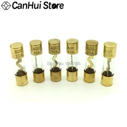 5Pcs 10*38MM Gold Plated Glass AGU Fuse Fuses Pack Car Audio Amp Amplifier 10A 15A 20A 25A 30A 40A 50A 60A 70A 80A 100A Car Fuse