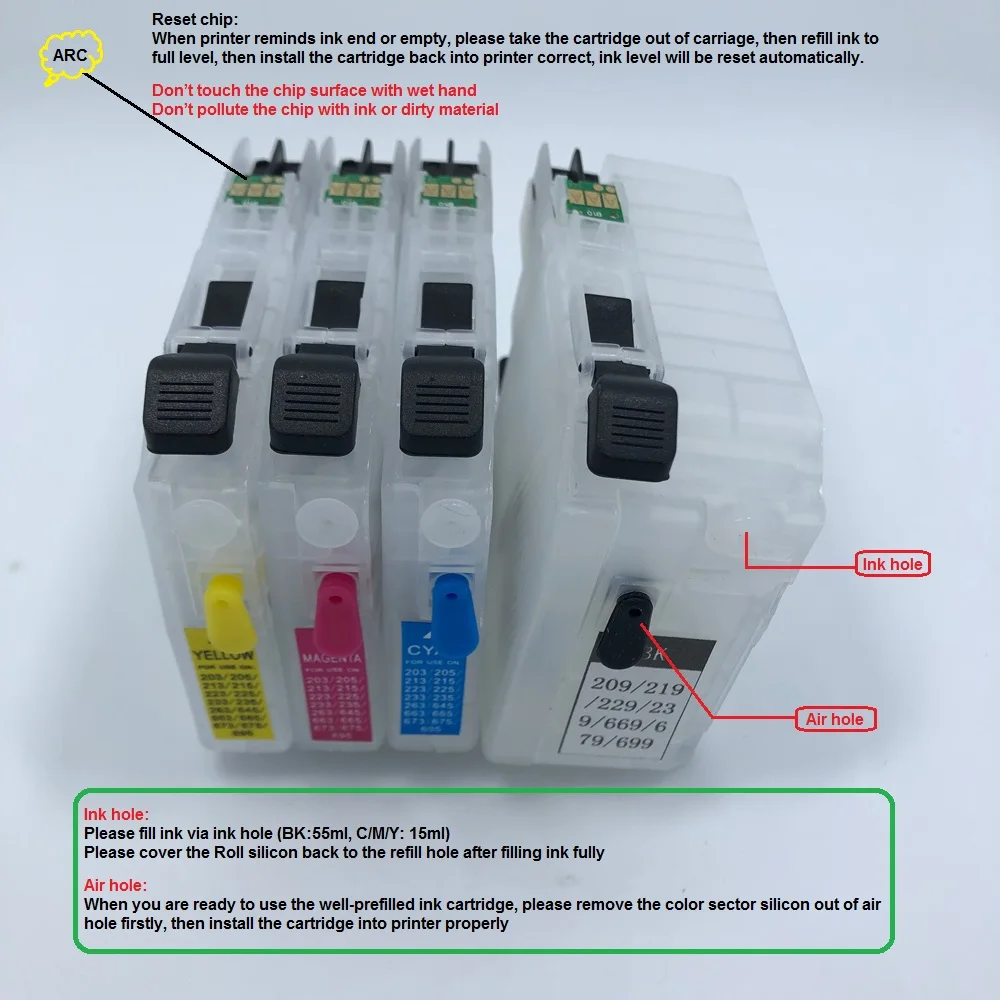 Refillable Ink Cartridge LC239 LC235 with ARC Chip for Brother MFC-J5320DW/J5720DW Printer