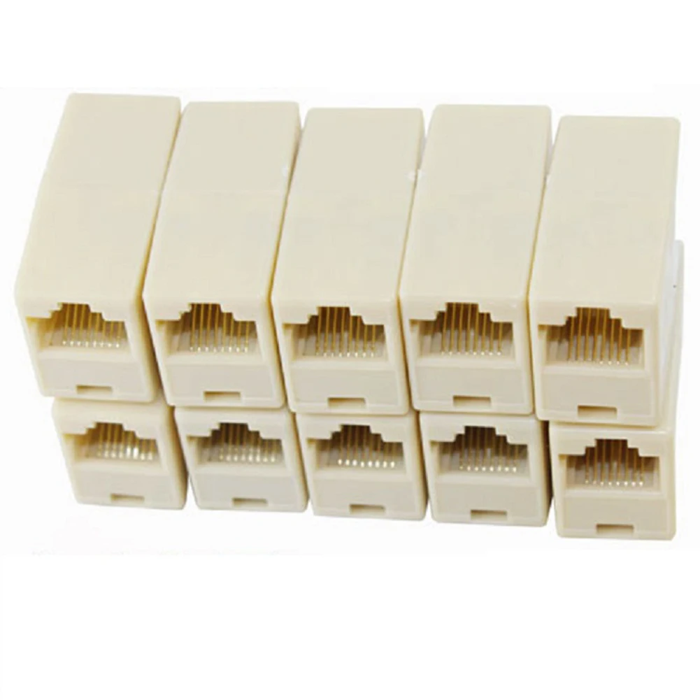 10pcs/lot Network Ethernet Lan Cable Joiner Bilateral 8 Pins Coupler Connector RJ45 Computer Netwoerk Connection Adapters